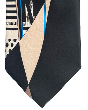 Vitaliano Pancaldi Silk Tie Black Brown Taupe