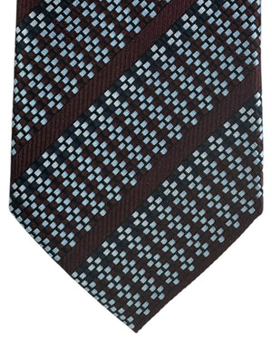 Ermenegildo Zegna Tie Maroon Stripe Grid