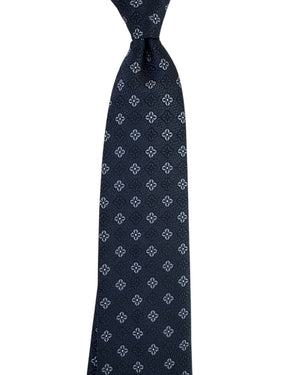Ermenegildo Zegna Tie Navy Four-Petal Floral Medallion
