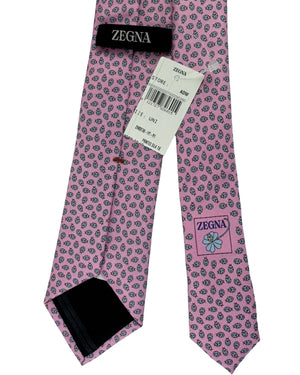 Ermenegildo Zegna Silk Tie Pink Ladybug Pattern - Narrow Cut