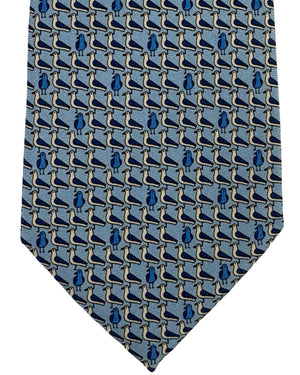 Ermenegildo Zegna Silk Tie Light Blue Seagull Novelty