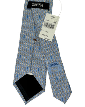 Ermenegildo Zegna Silk Tie Blue Rabbit Pattern