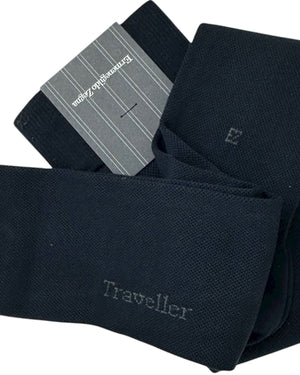 Ermenegildo Zegna Socks Dark Blue - Over The Calf Traveller Men Socks EU 46 / US 12