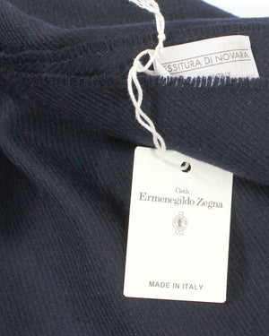 Tessitura Di Novara Throw Blanket Dark Blue - Zegna Fabrics SALE