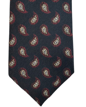 Ermenegildo Zegna Tied for Navy Maroon Paisley - Narrow Necktie