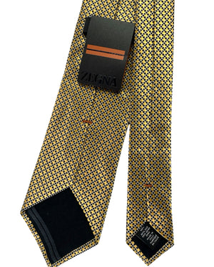 Ermenegildo Zegna Tie Olive Black Silver Geometric