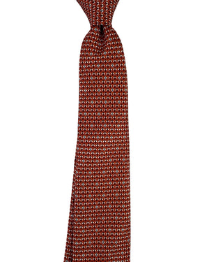 Ermenegildo Zegna Silk Tie Orange Floral Micro Pattern- Narrow Cut