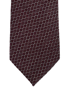 Ermenegildo Zegna Tie Maroon Gray Pattern- Narrow Cut SALE