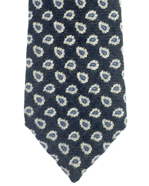 Zegna Wool Tie Navy Paisley - Narrow Cut