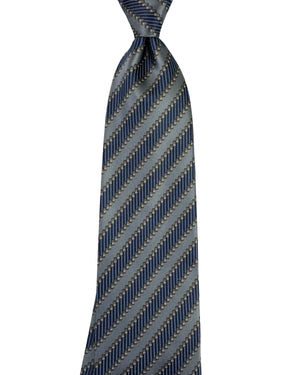 Zilli Extra Long Tie Gray Blue Striped Pattern