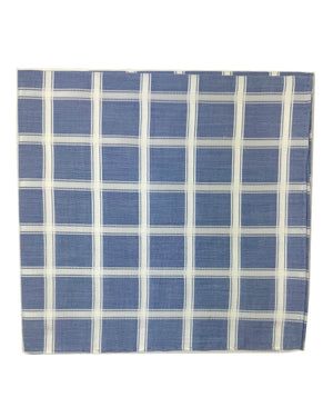 Zilli Cotton Pocket Square Royal Blue White Check BLACK FRIDAY SALE