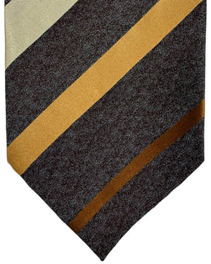 Zilli Silk Tie Gray Brown Stripes - Wide Necktie FINAL SALE