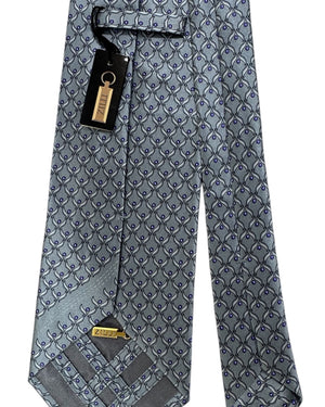 Zilli Tie Gray Lilac Design - Wide Necktie FINAL SALE