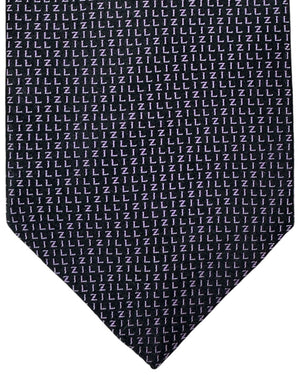 Zilli Tie Black Lilac Logo - Wide Necktie SALE