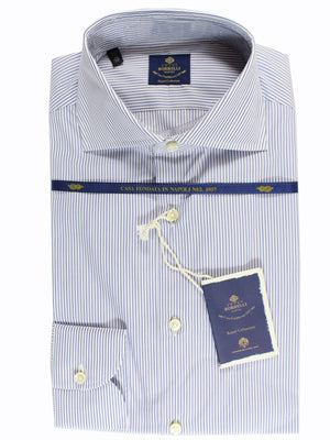 Borrelli Dress Shirt White Navy Stripes - Royal Collection