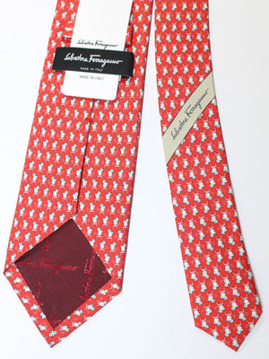 Salvatore Ferragamo Silk Tie Red Mouse On Stool Design SALE