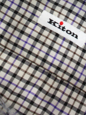 Kiton Dress Shirt White Purple Check