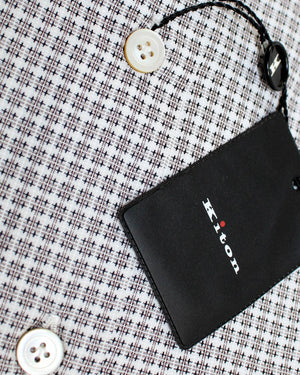 Kiton Dress Shirt White Gray Brown Design