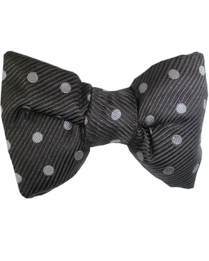 Tom Ford Silk Bow Tie Black Gray Grosgrain Polka Dots