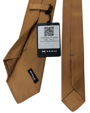   Kiton Tie Light Brown Grosgrain Sartorial Sevenfold Necktie