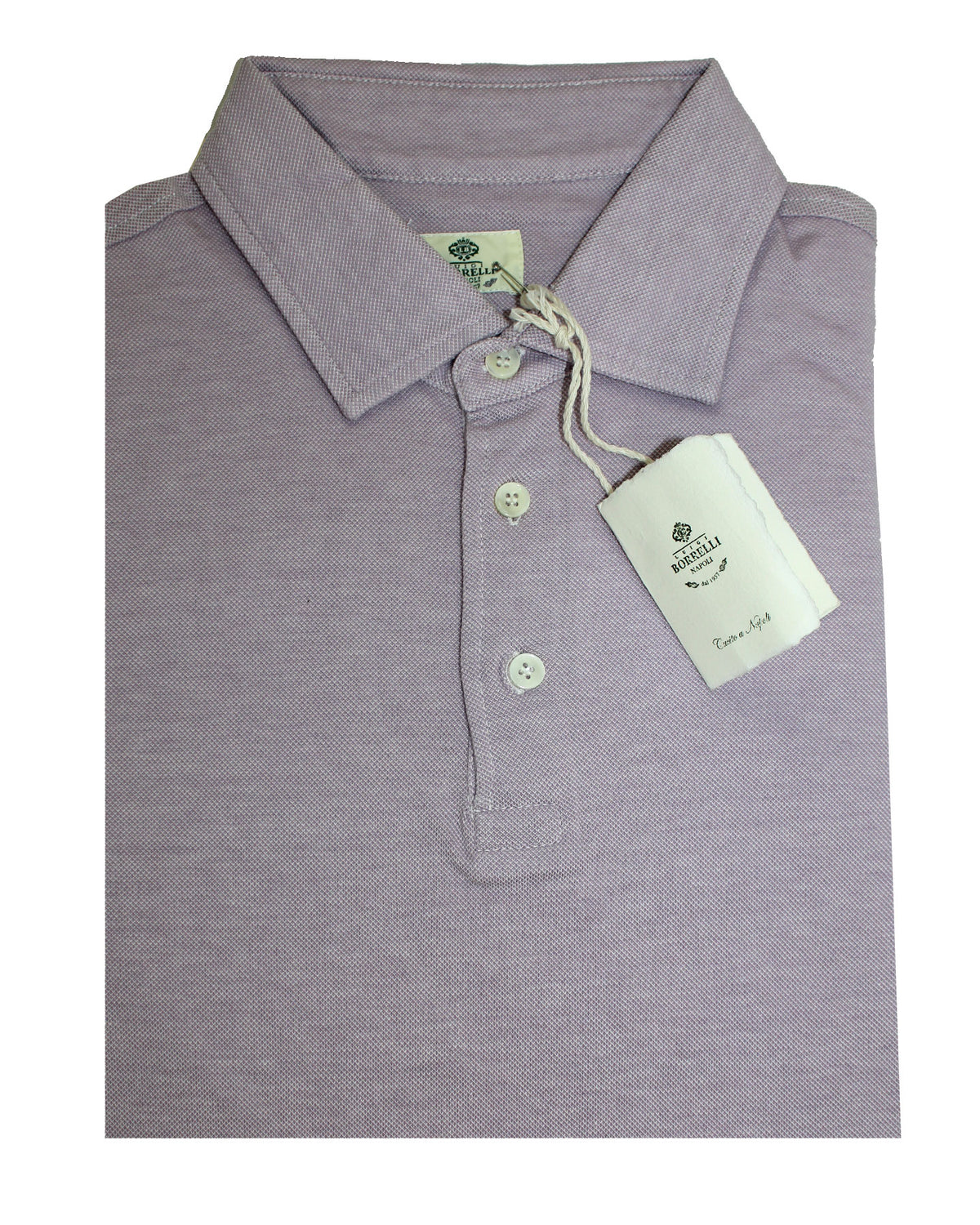Luigi Borrelli Polo Shirt Lavender EU 46 - US 36
