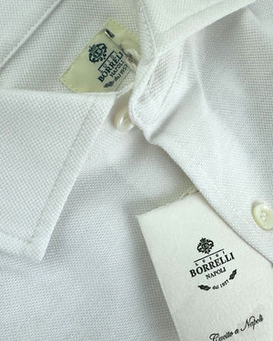 Luigi Borrelli Long Sleeve Polo Shirt White EU 46 / US 36 SALE