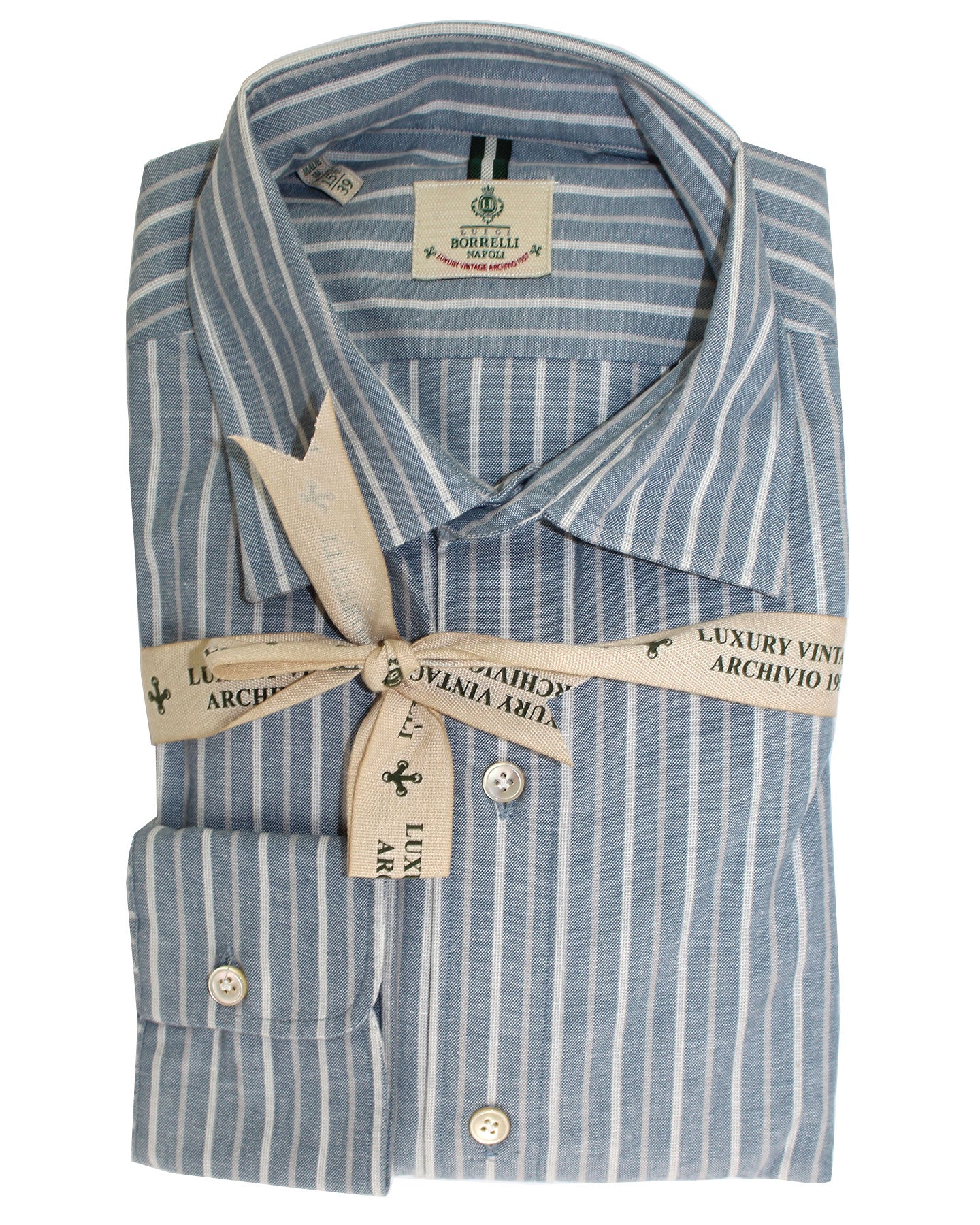 Luigi Borrelli Sport Shirt Dark Blue Stripes 