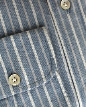 New Borrelli Sport Shirt Dark Blue Stripes 