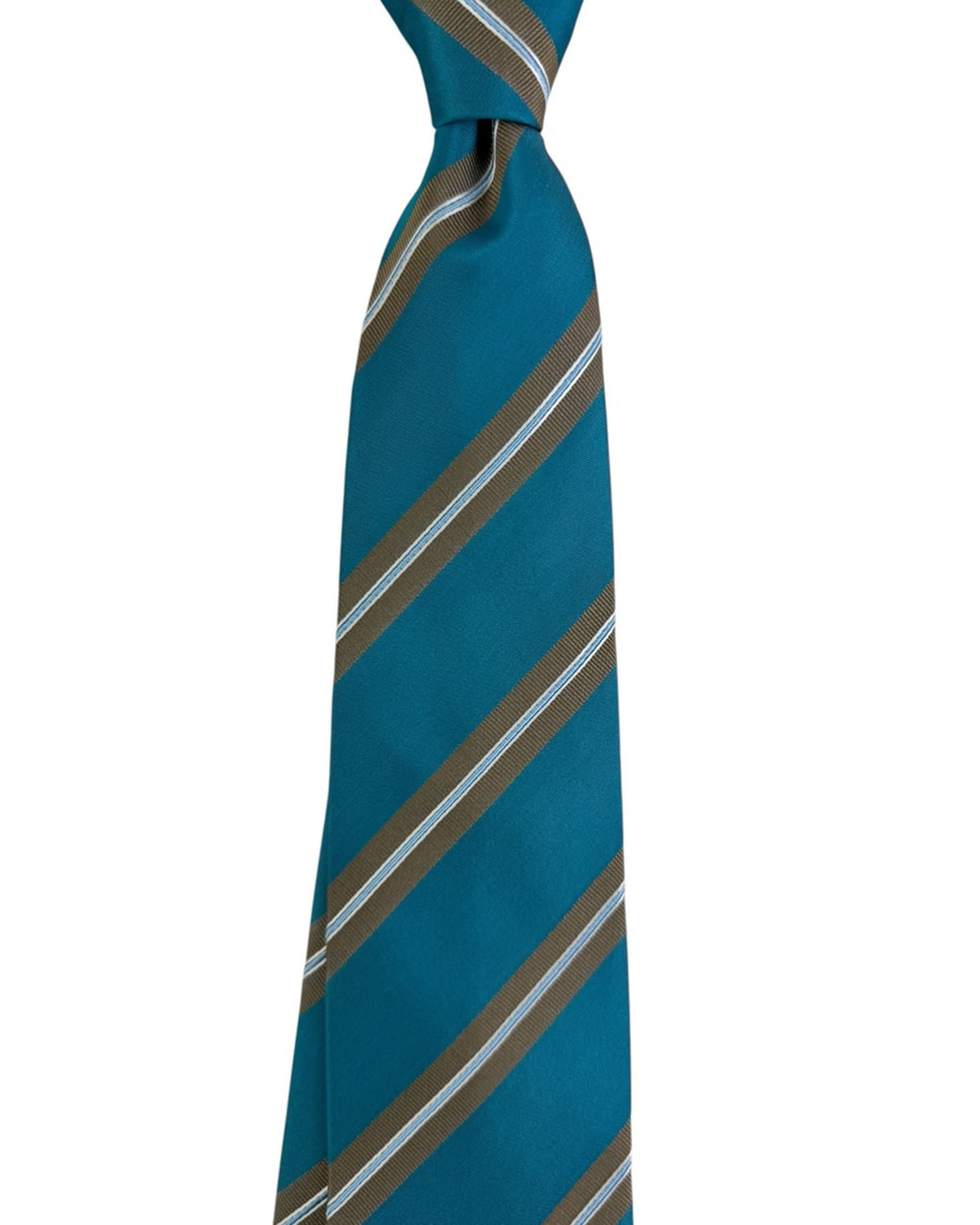 Luigi Borrelli Tie Teal Taupe Stripes