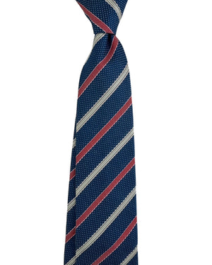 Luigi Borrelli Tie Blue Red Silver Woven Stripes
