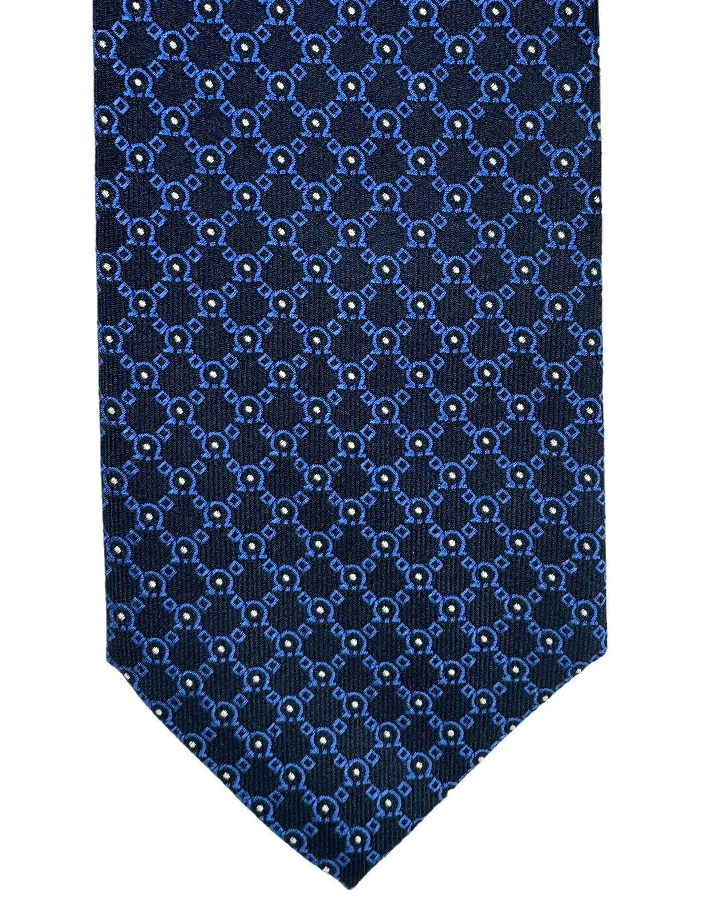 Salvatore Ferragamo Silk Tie Navy Blue Gancini - Narrow Necktie