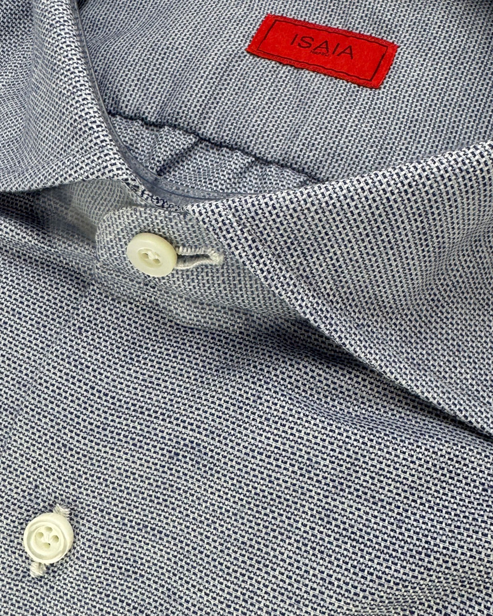 Isaia Shirt Blue 39 - 15 1/2 Cotton Cashmere