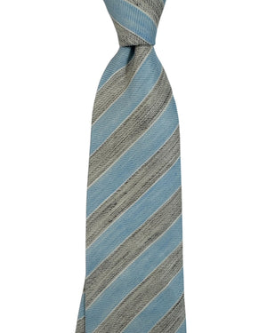 Luigi Borrelli Silk Tie Sky Blue Grey Stripes