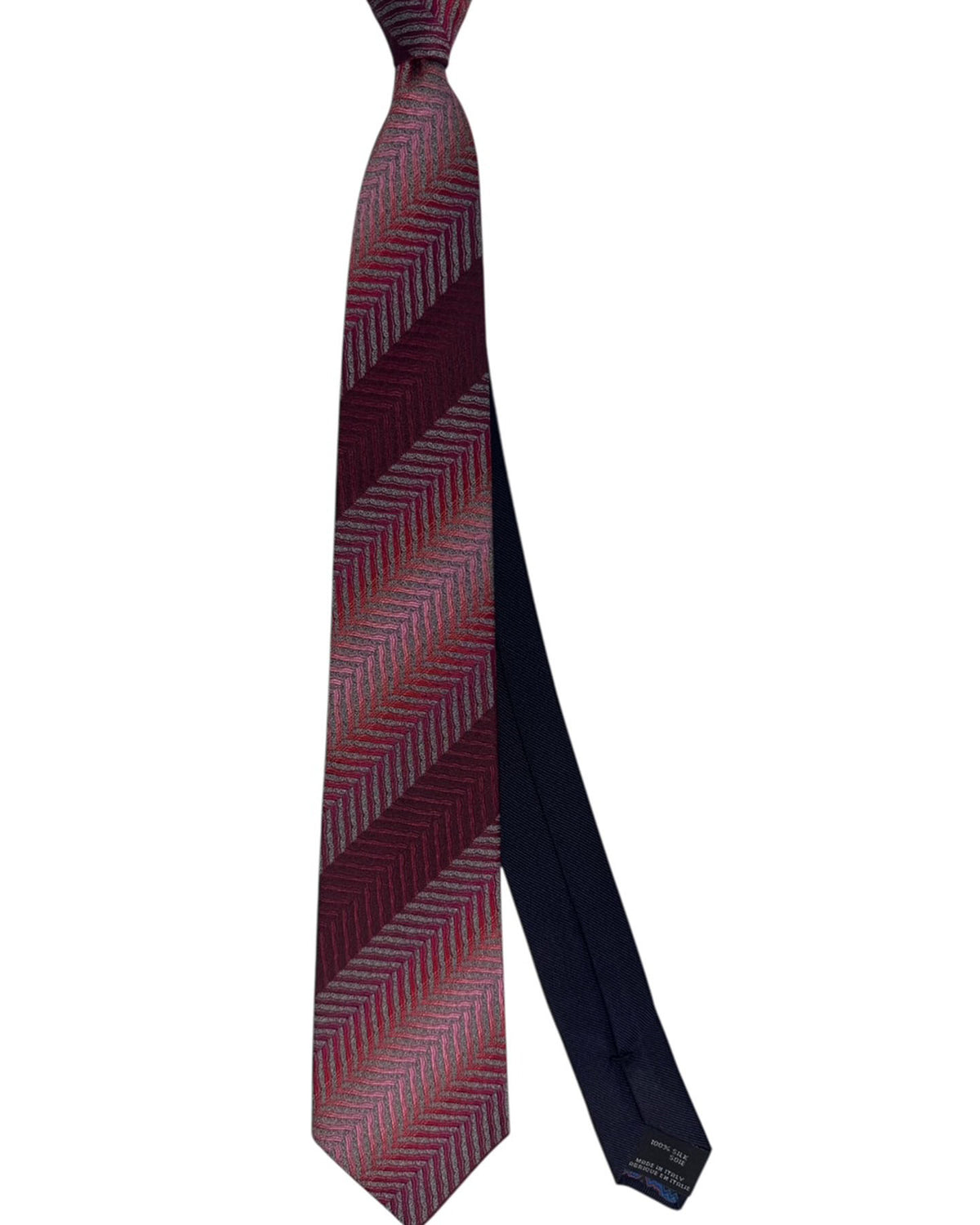 Missoni Tie Red Silver Chevron Herringbone