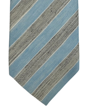 Luigi Borrelli Silk Tie Sky Blue Grey Stripes