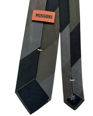 Missoni Tie  Black, Olive & Gray Color Block
