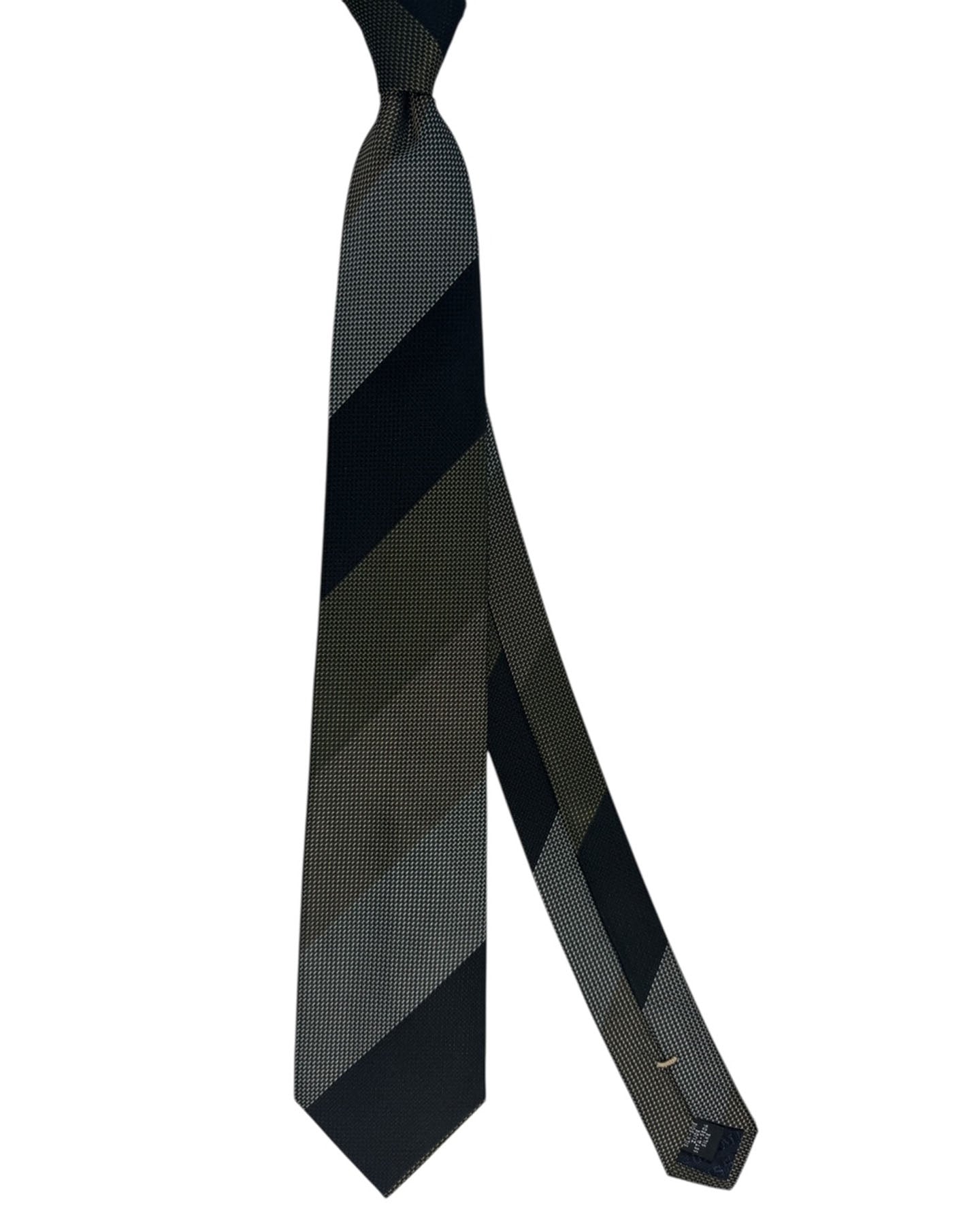 Missoni Tie  Black, Taupe-Olive & Gray Stripes