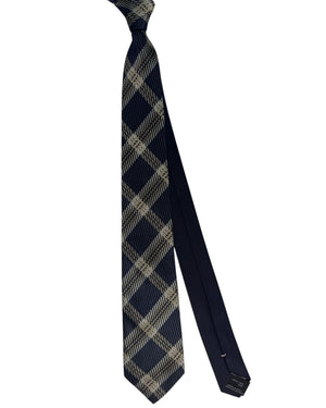 Missoni Silk Tie Navy Beige Plaid Check