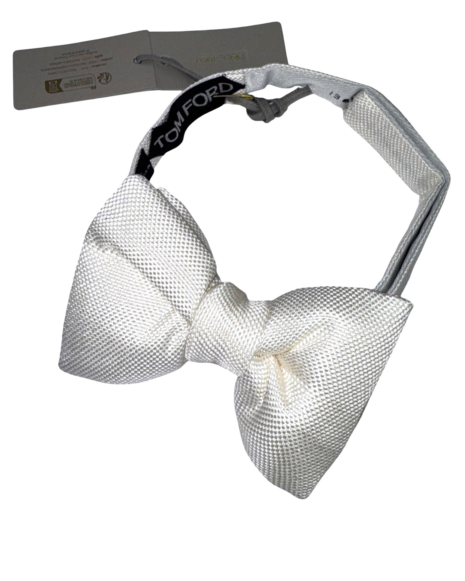 Tom Ford Silk Bow Tie White Solid Pattern