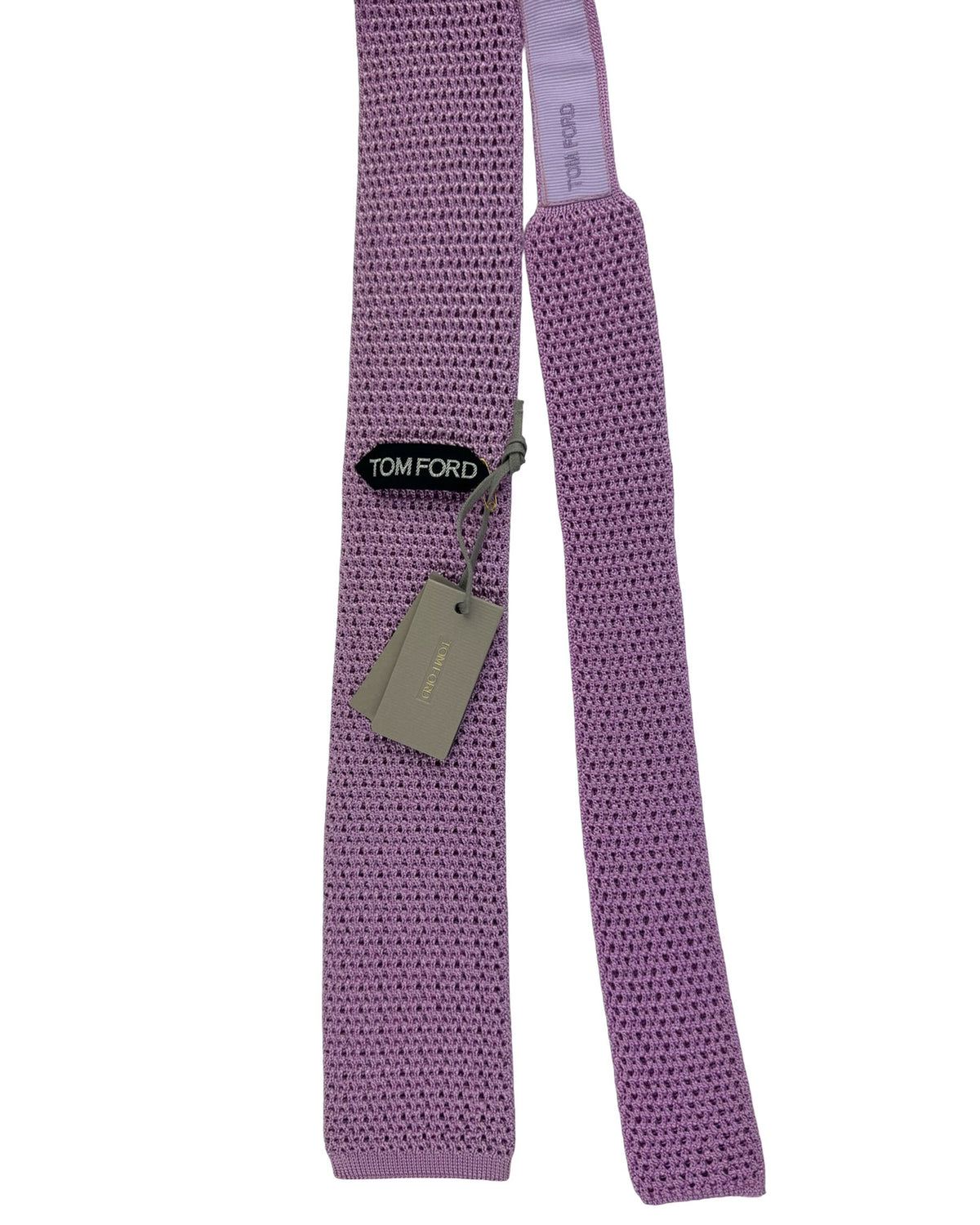 Tom Ford Square End Knitted Tie Lilac