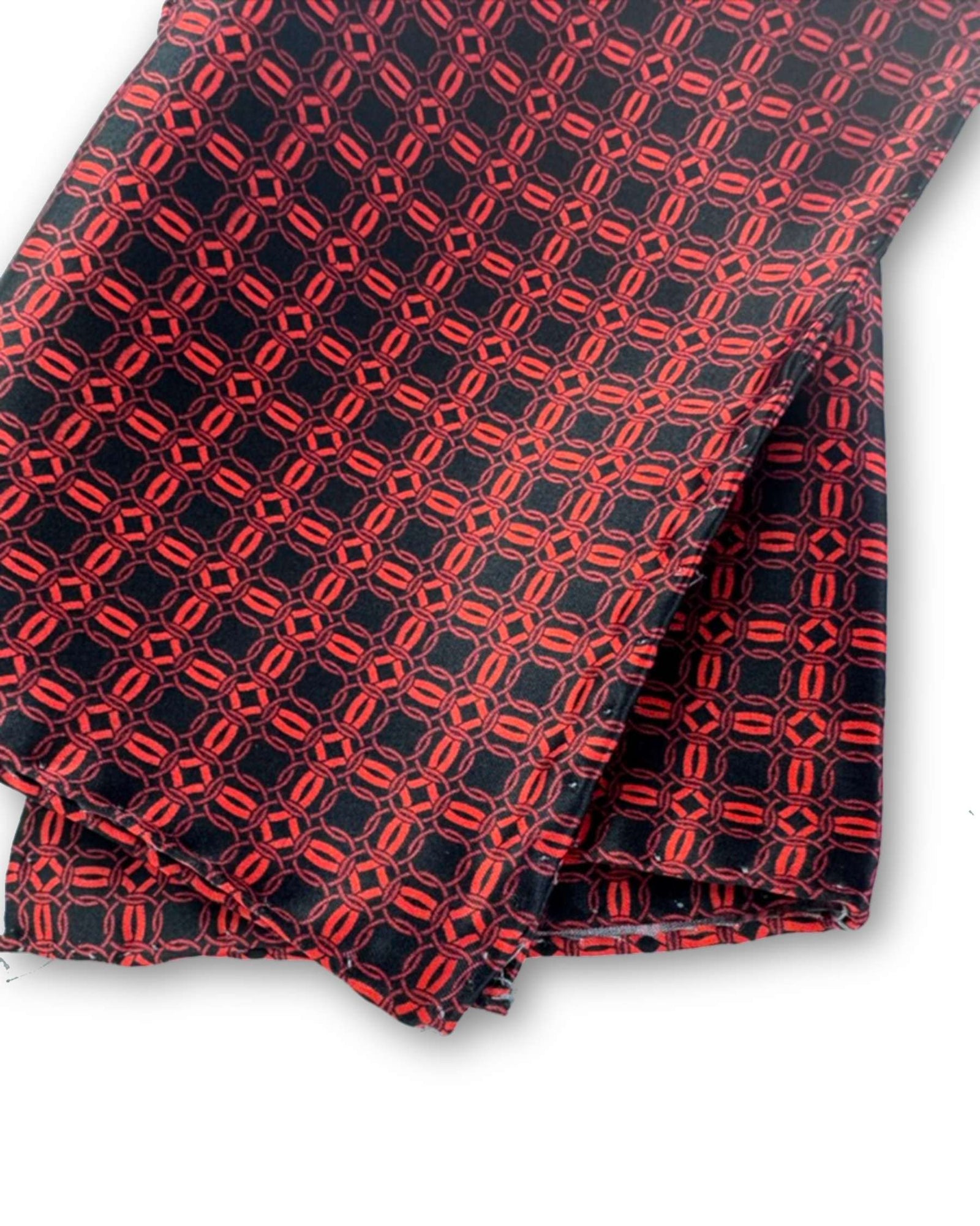 Vitaliano Pancaldi Silk Pocket Square Black Red Pattern
