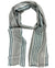 Agnona Scarf Gray Green Stripes - Luxury Linen Silk Cashmere Shawl