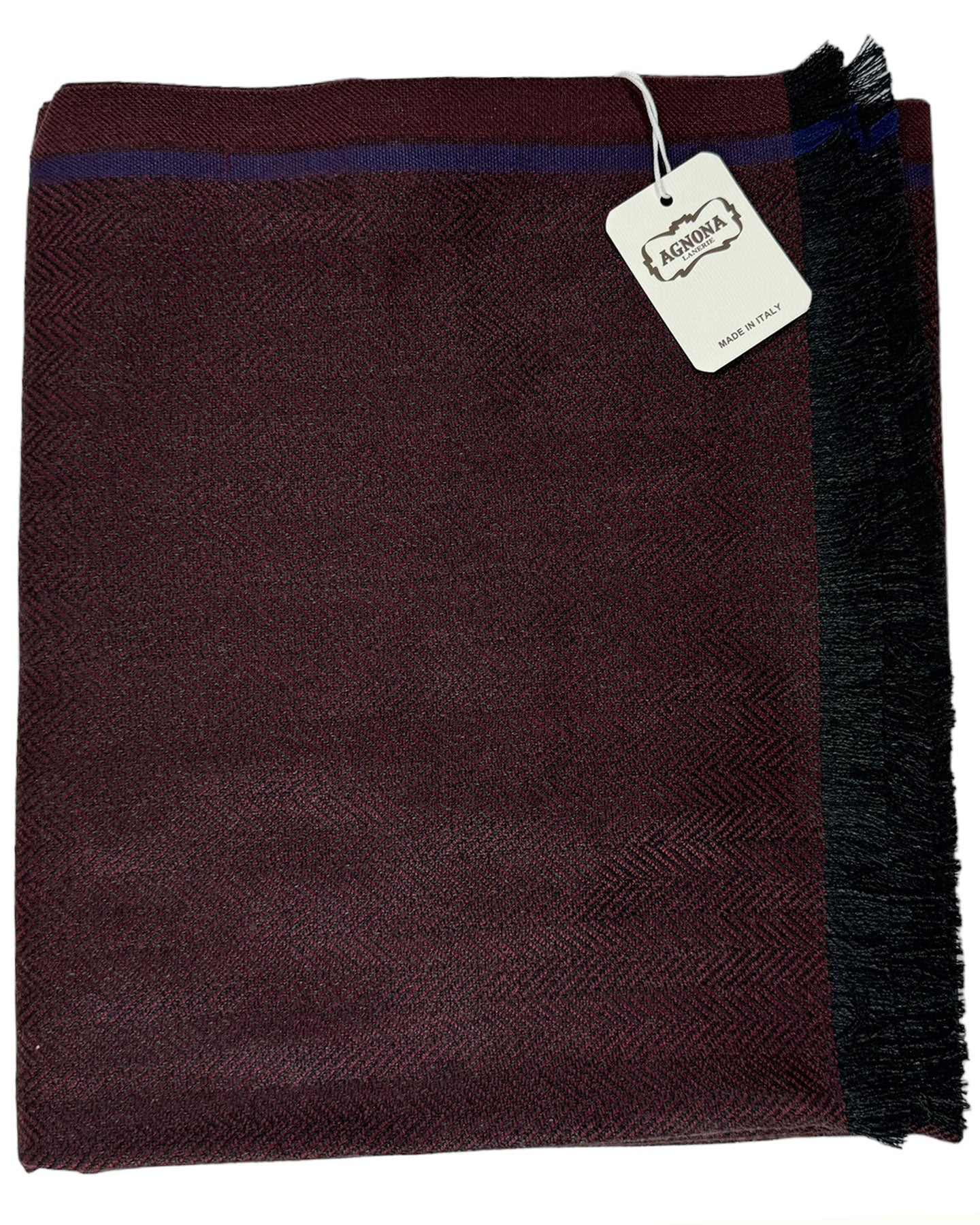 Agnona Scarf Dark Maroon Purple Stripe - Luxury Silk Shawl