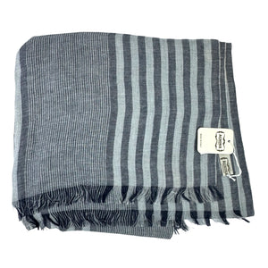 Agnona Scarf Midnight Blue Gray Stripes 
