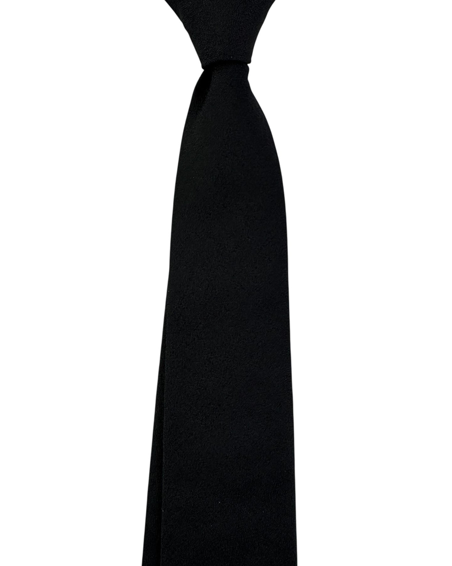 Armani Necktie Solid Black Textured Weave