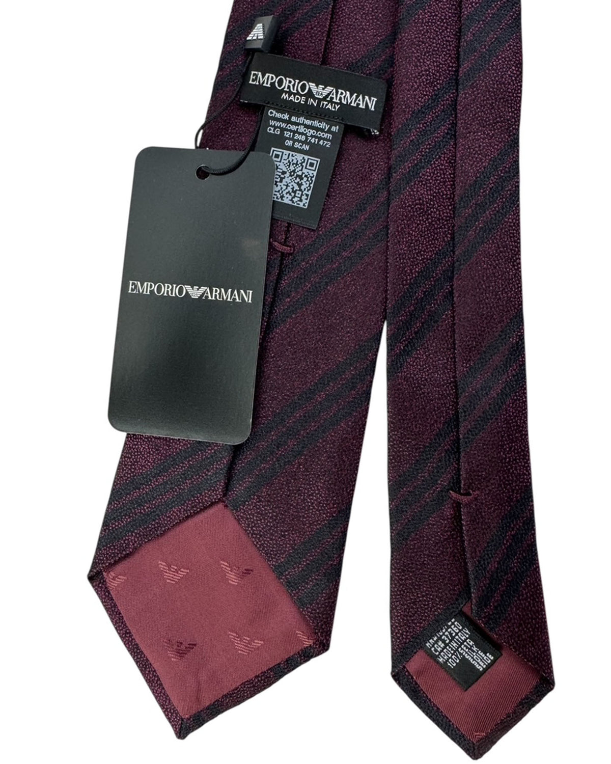 Armani Necktie Black And Maroon Textured Stripes