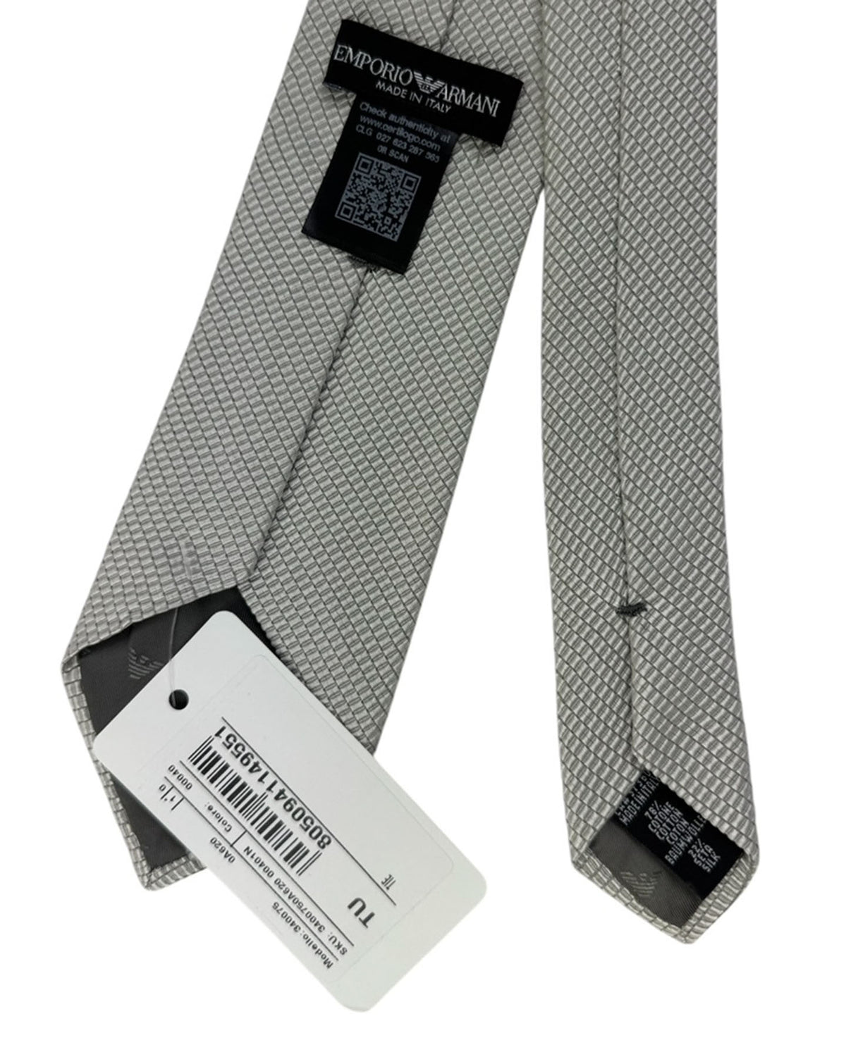 Armani Necktie Silver With Diamond Weave
