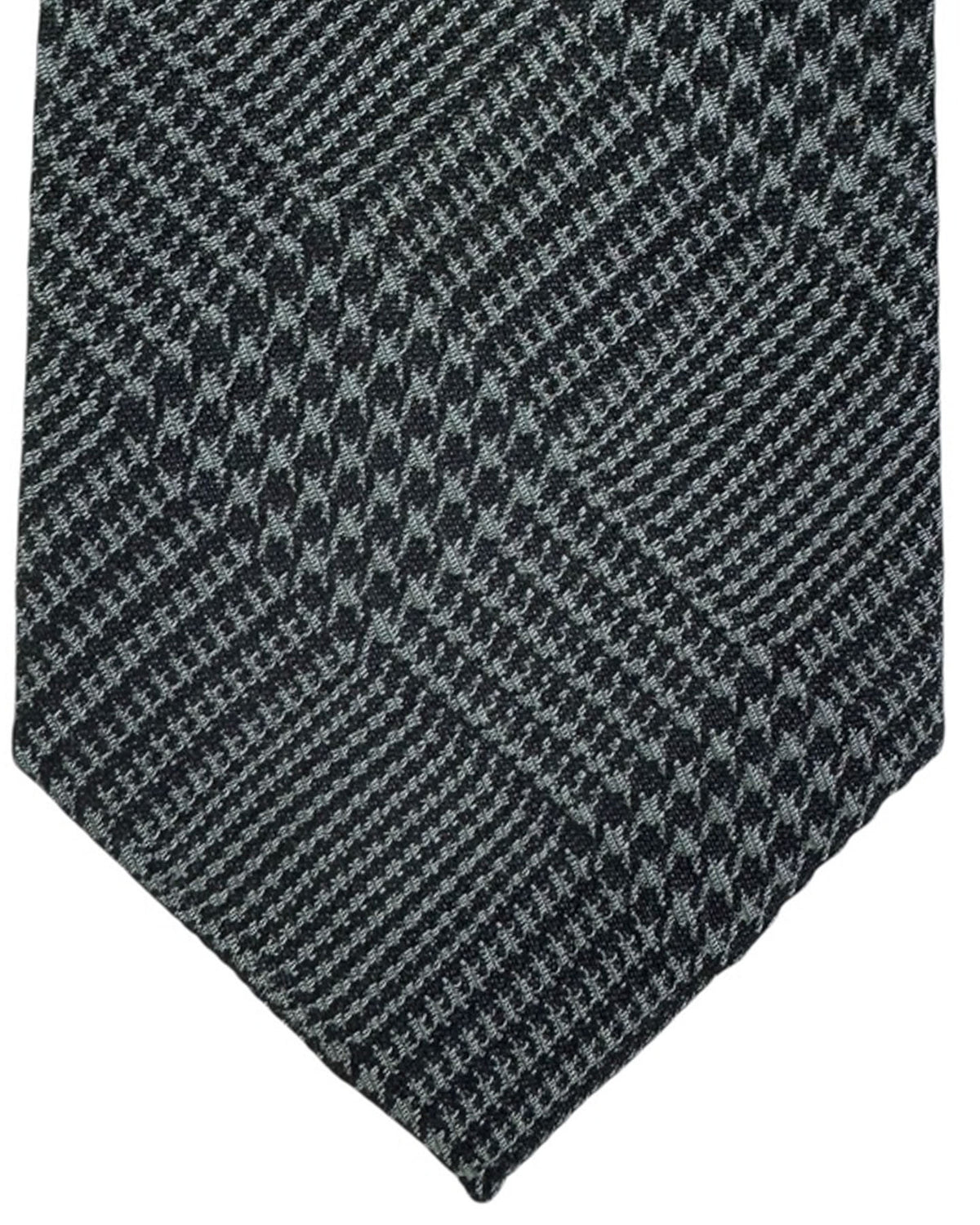 Armani Tie Charcoal Gray Black Glen Check