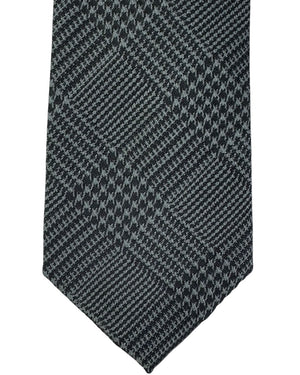 Armani Tie Charcoal Gray Black Glen Check