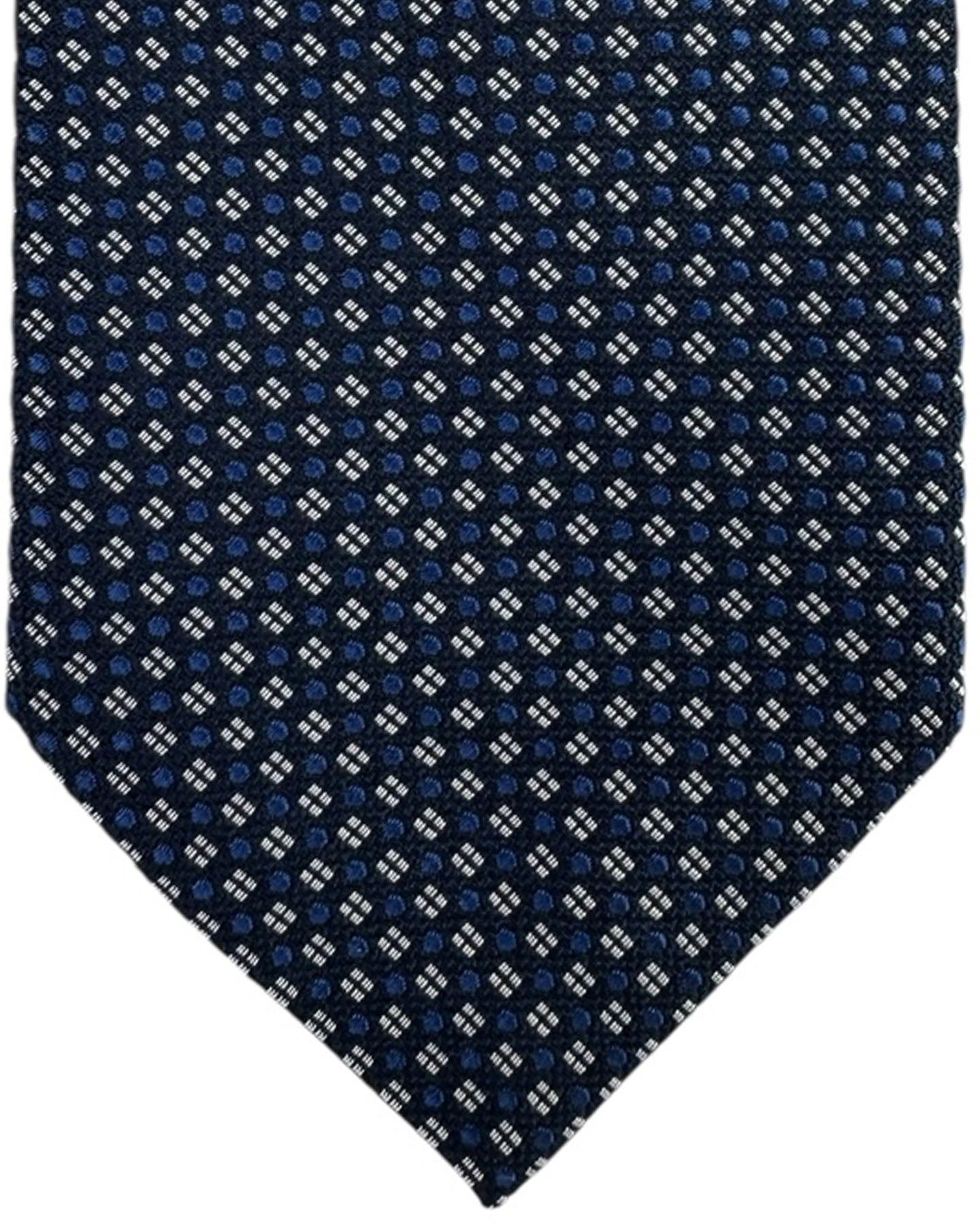 Armani Silk Tie Navy Blue Silver Micro Pattern
